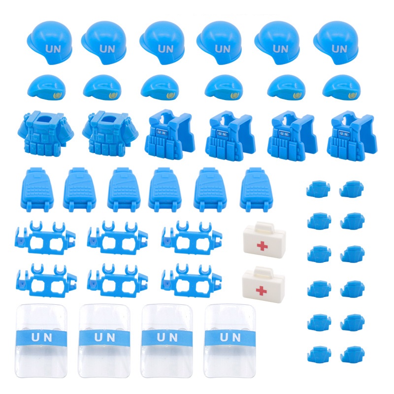 Lego Minifigure Holder - UN Peacekeeping Forc Baskenmütze Kugelsichere Westen