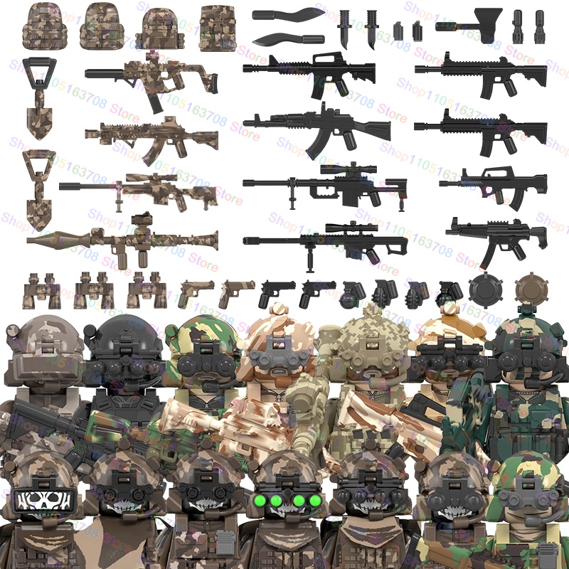 Lego Minifigure Holder - MOC Militär Soldaten Action-figuren Puppen Baustein