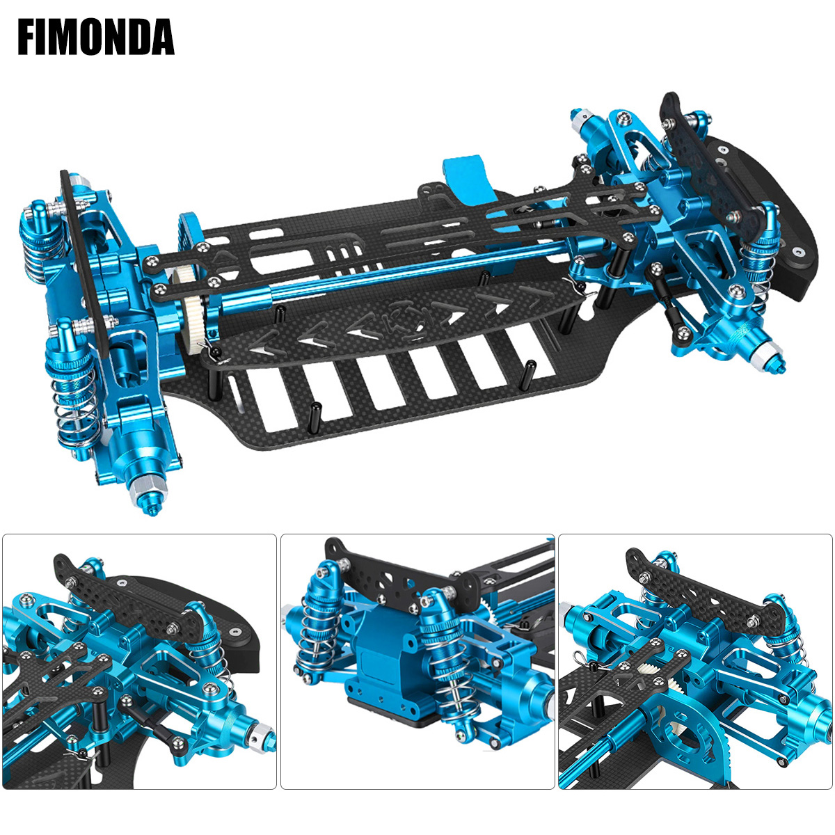 Tamiya Model Rc Car - Aluminium- und Carbonfaser-Rahmenkit mit Stoßdämpfern und